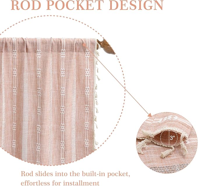 ColorBird Boho Curtains Farmhouse Striped 84 Inches Length 2 Panels Set Window - Image 4
