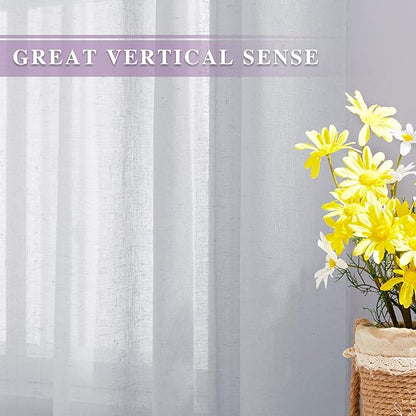 NICETOWN Linen Sheer Mist Grey Curtains - Image 3