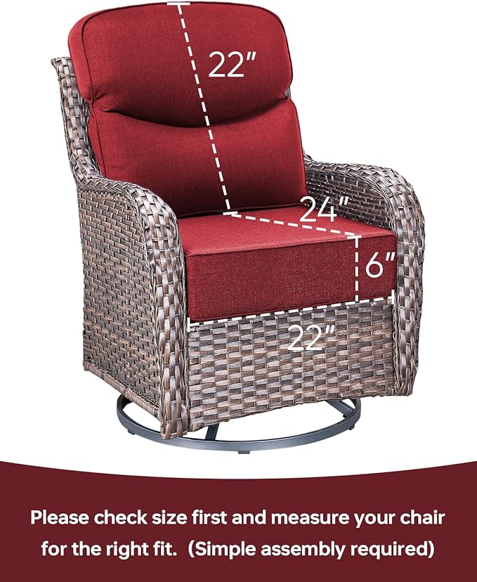 Luxury 22x24/22x25 6-Inch Smile Outdoor Seat Cushions Set of 2 - Image 3