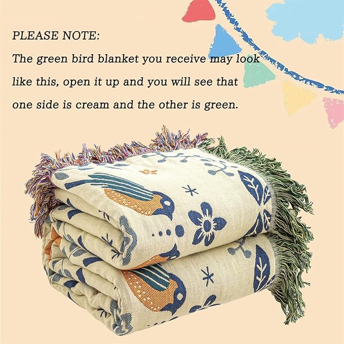 Green Fall Blanket 60''x 80'' Boho Throw Blankets - Image 6