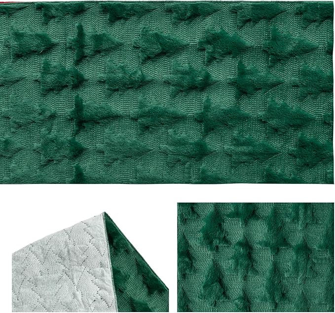 Artoid Mode Christmas Trees Green Soft Plush Faux Fur Jacquard Christmas Table - Image 6
