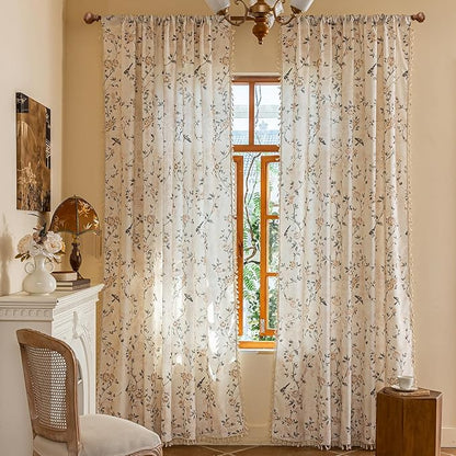 ENJOYBRIDAL Floral 84 Inch Curtains 2 Panel Set Farmhouse Rod Pocket Drapes by ENJOYBRIDAL