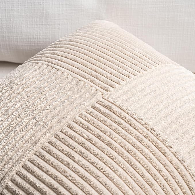 Fancy Homi 2 Packs Tan Decorative Throw Pillow Covers 22x22 Inch - Image 3