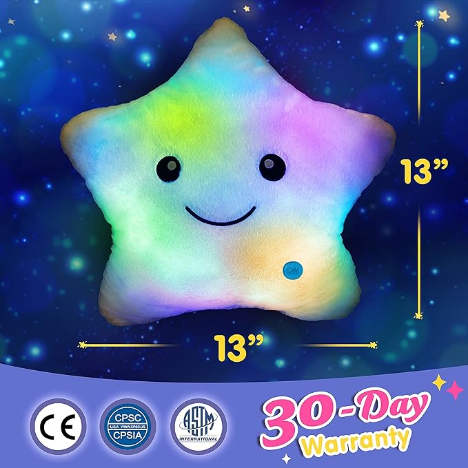 WEWILL 13'' Creative Twinkle Star Glowing LED Night Light Plush Pillows Light - Image 3