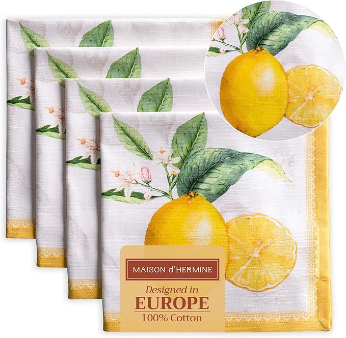 Maison d' Hermine Cloth Napkins Set of 4 100% Cotton Everyday Reusable Square by MaisondHermine