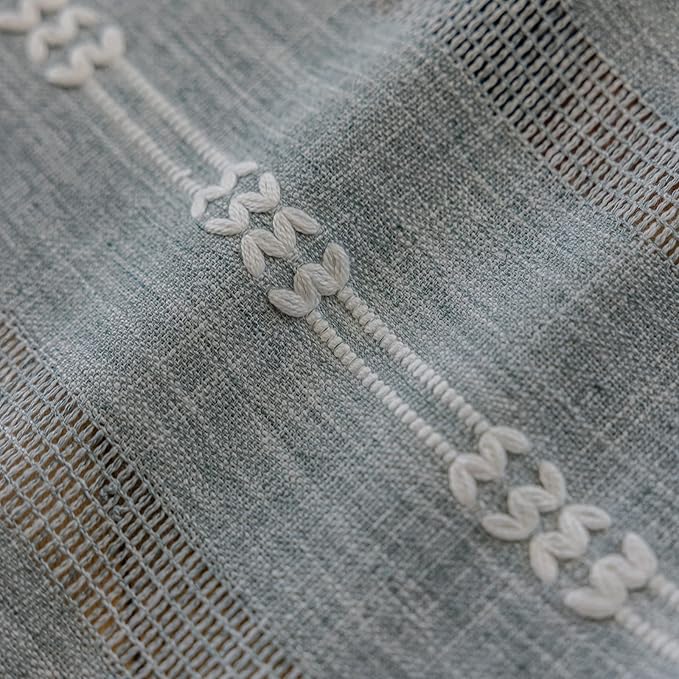 ENJOYBRIDAL Boho Curtains 96 Inch Length 2 Panels Semi Sheer Blue Grey Drapes - Image 4