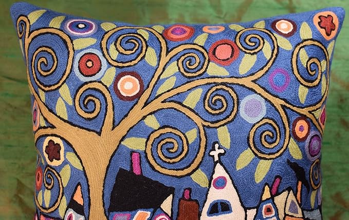 Blue Gray Tree of Life Accent Pillow Cover Karla Gerard Floral Pillowcase - Image 4