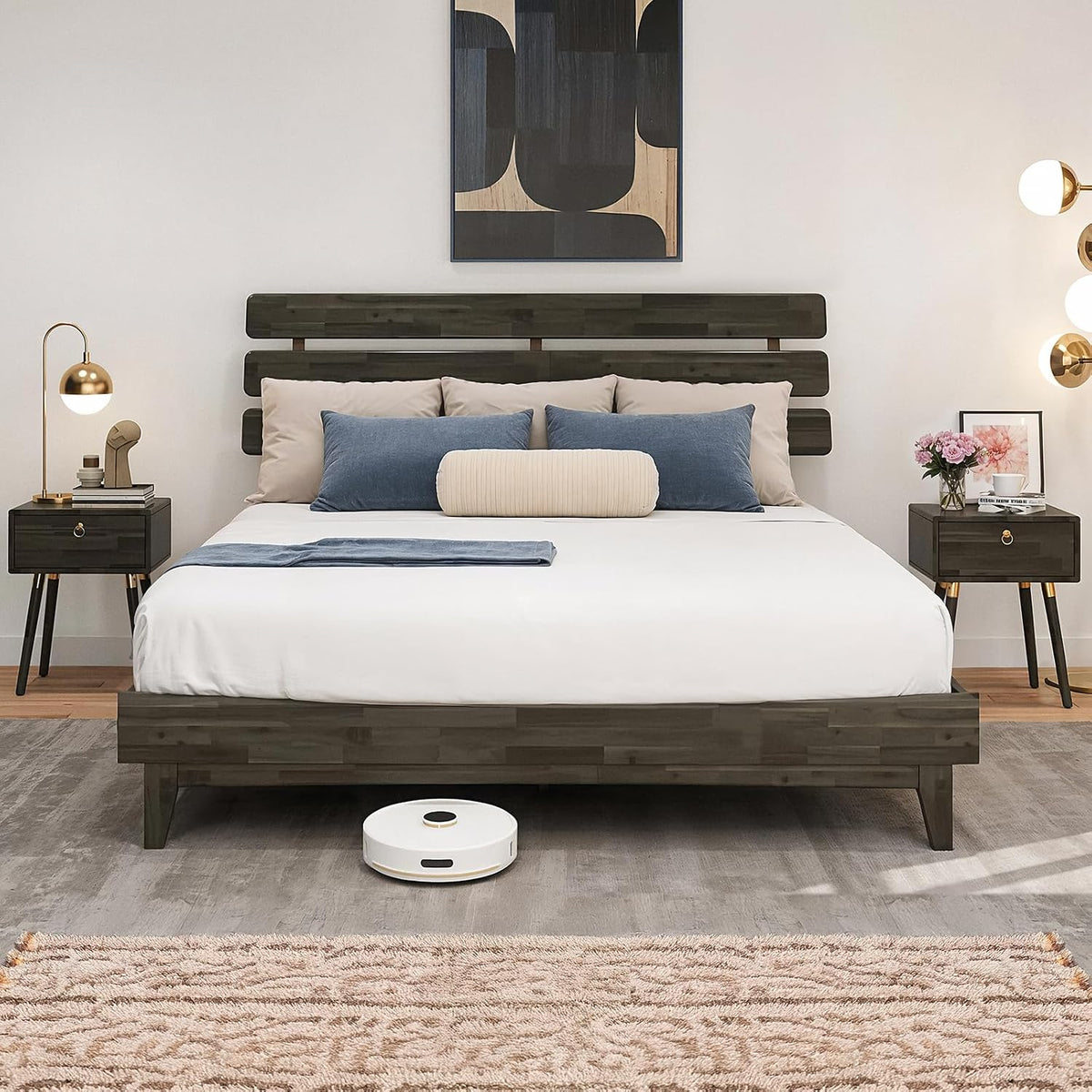 bme caden 15 inch king bedframe, adjustable headboard, main product view