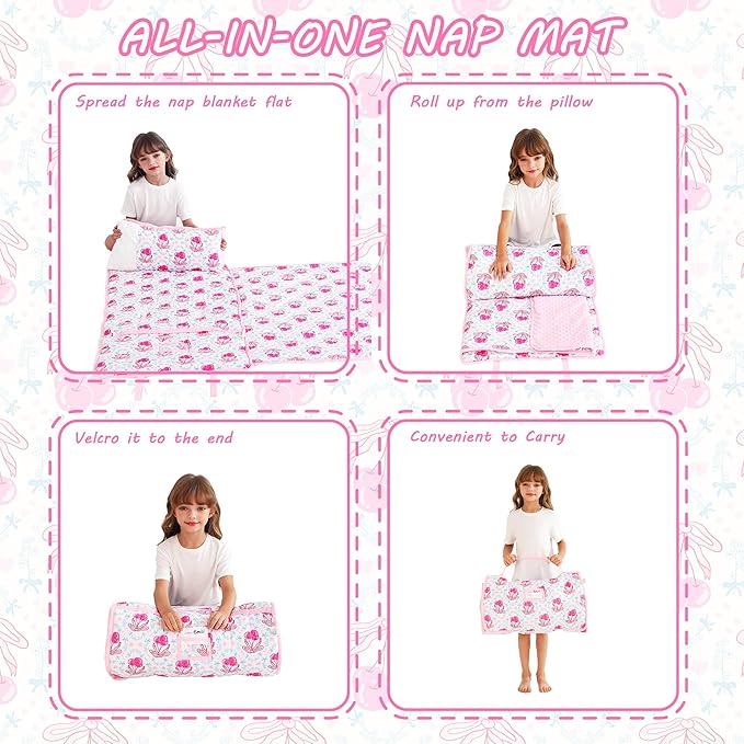 Toddler Nap Mat with Pillow and Blanket, Extra Large Rolled Napping Mats - Image 7