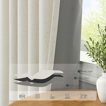 100 Inch Curtains Blackout for Bedroom Cooling Black Out Large Window Linen - Image 3