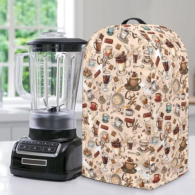 Brown Coffee Themed Patterns Blender Dust Cover Food Processor Cover Coffee by Unknown