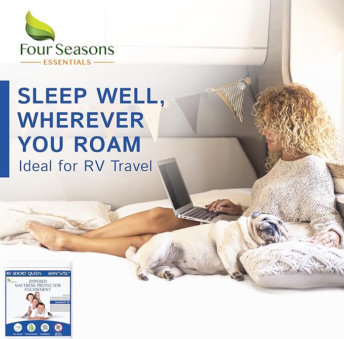 RV Short Queen Mattress Protector Waterproof Zippered Encasement Hypoallergenic - Image 7