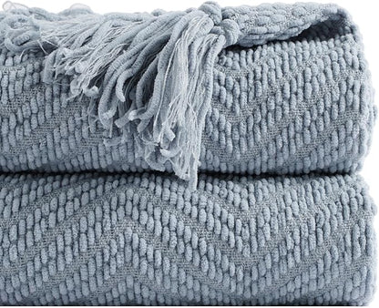 BATTILO HOME Bluish Grey Chenille Throw Blanket by BATTILOHOME