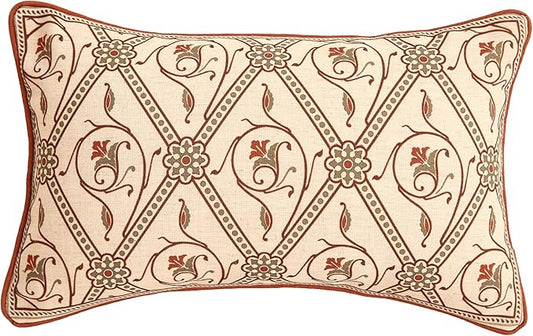 ISAENNE Design Linen Lumbar Vintage Throw Pillow Covers 12"x20", Living Room by Isaennehomedecoration