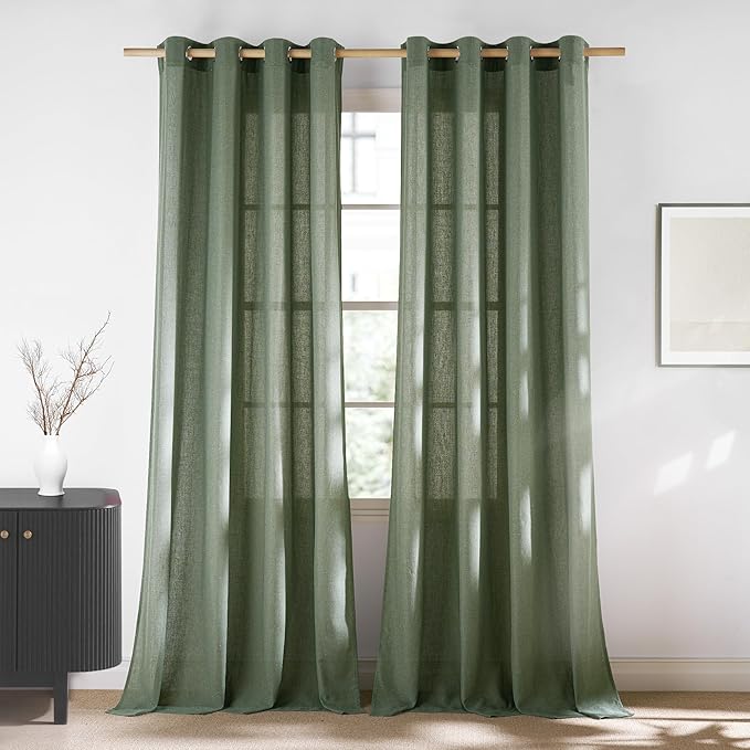NICETOWN Forest Green Linen Curtains by NICETOWN