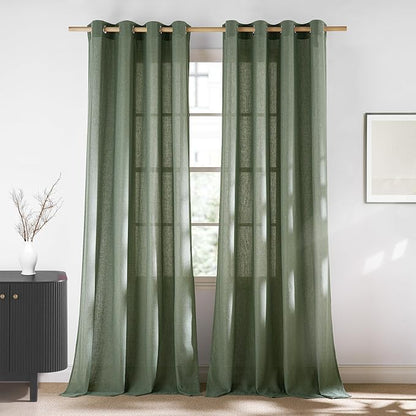 NICETOWN Forest Green Linen Curtains by NICETOWN