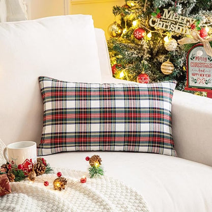 AQOTHES Pack of 2 Christmas Plaid Decorative Throw Pillow Covers Scottish - Image 3
