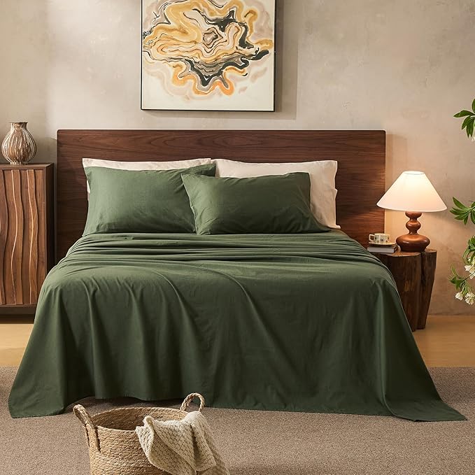 100% Linen Sheets King Size, Breathable & Durable 4-Piece Bed Flax Sheet Set by overket
