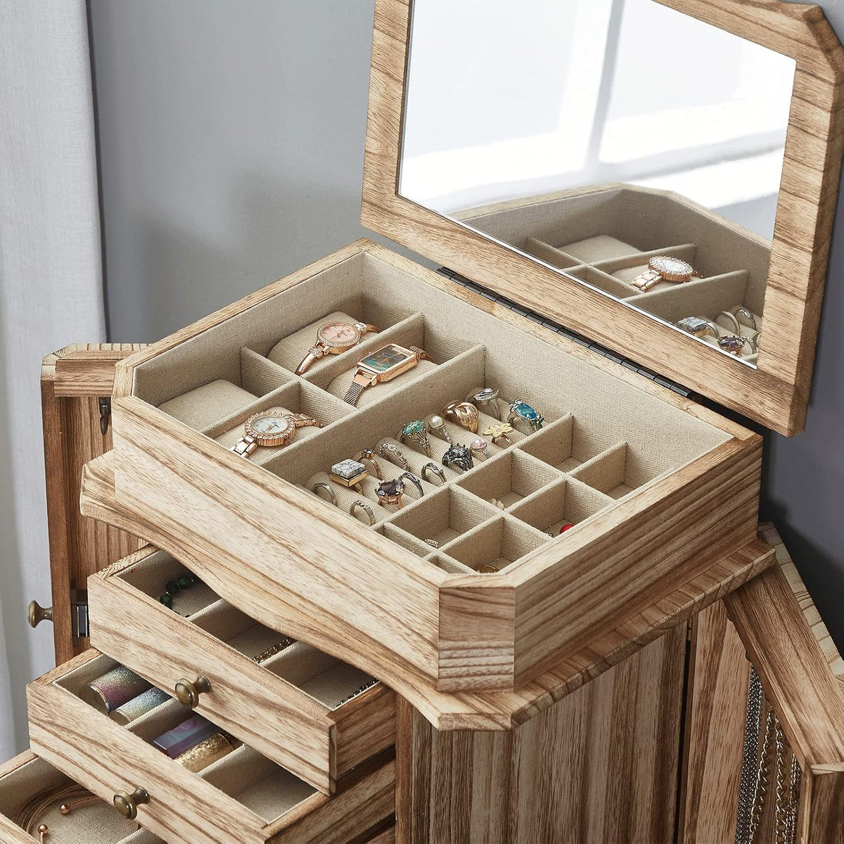 emfogo standing jewelry armoire, 7 drawers & 2, package contents