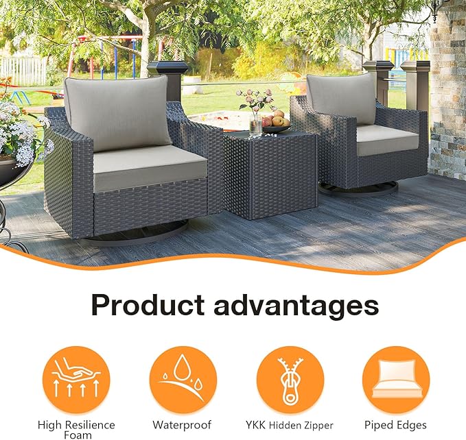 Sunbrella Outdoor Chair Cushions Set, Water-Repellent, Fade Resistant, Deep - Image 3