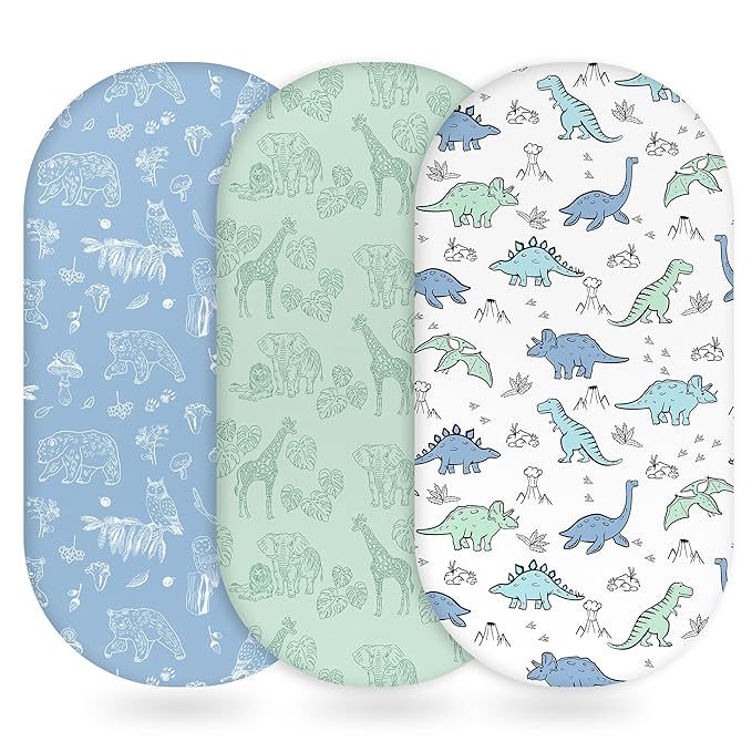 Baby Bassinet Sheets Girl Boy, Fitted Bassinet Sheet Set 3 Pack Bassinet by Unnivoll