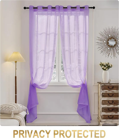 Foil Stripe Purple Sheer Curtains 84 inches Length 2 Panels - Image 4