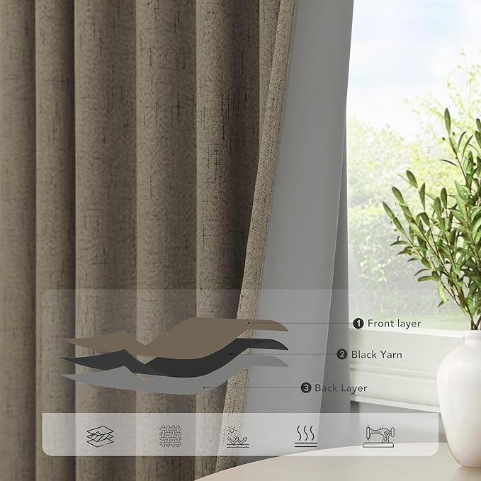 Brown Room Darkening Curtains 96 Inch Long - Image 5