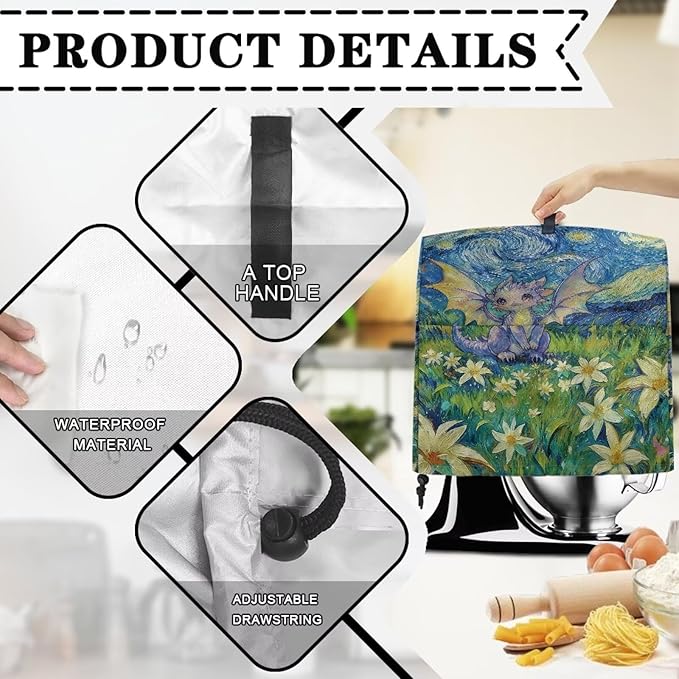 Cartoon Dragon Starry Night Stand Mixer Cover Dust Protector Cover Compatible - Image 7
