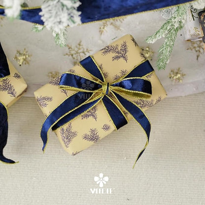 MEEDEE Navy Blue and Gold Velvet Ribbon - Image 7