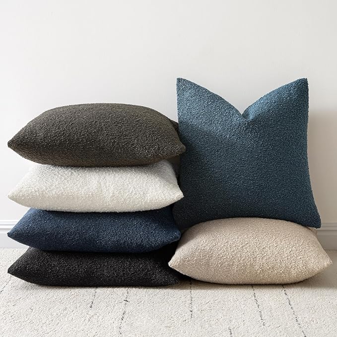 Woaboy Pack of 2 18x18 Inch Decorative Boucle Throw Pillow Covers Textured - Image 4