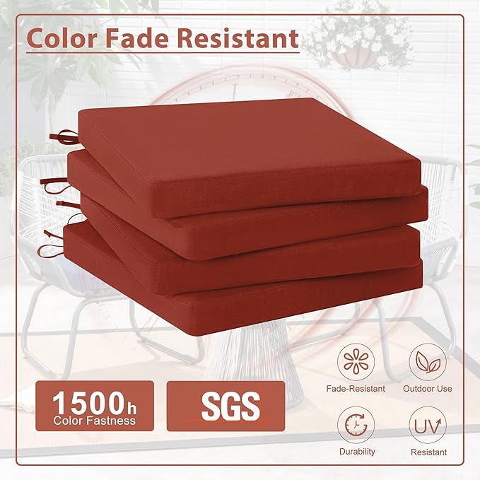 Favoyard Outdoor Chair Cushion Set of 4 Rainproof & Color Fade Resistant 19 x - Image 5