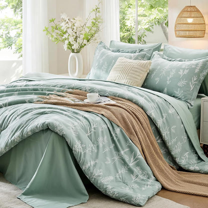muxhomo full comforter set, 7-piece floral bed in, main product view