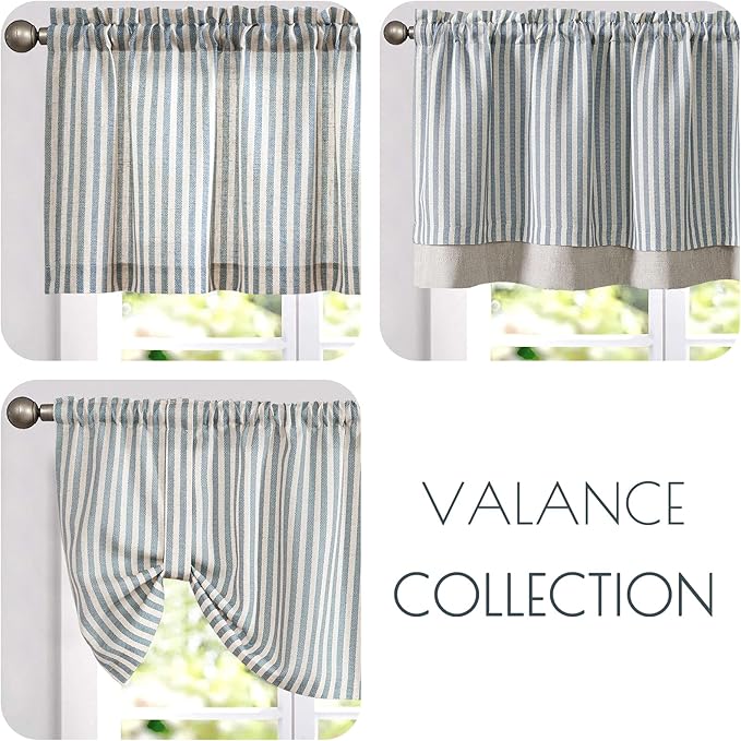 jinchan Linen Striped Valance for Windows 16 Inch Blackout Drapes for Small - Image 8