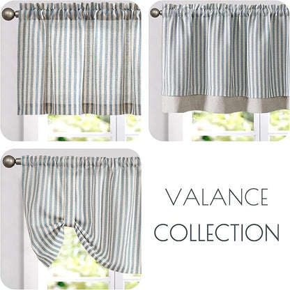 jinchan Linen Striped Valance for Windows 16 Inch Blackout Drapes for Small - Image 8
