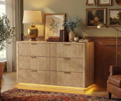 fluted dresser for bedroom with 6 drawers, 54", main product view