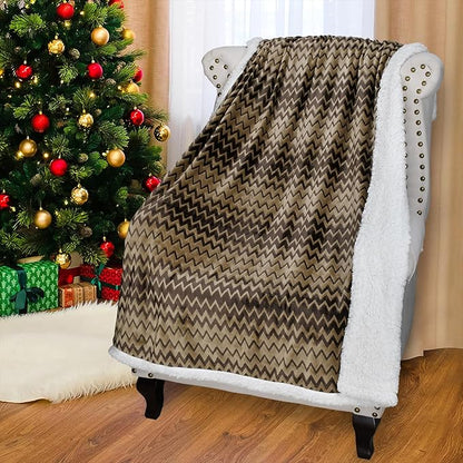 Catalonia Silky Soft Sherpa Throw Blanket, Flannel Chevron Micro Plush Fleece by Catalonia