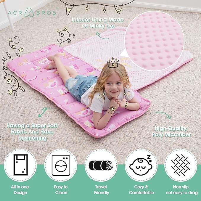 ACRABROS Toddler Nap Mat with Pillow and Blanket, Extra Large Rolled Napping - Image 4