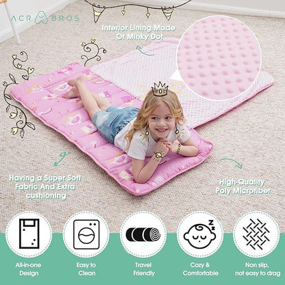 ACRABROS Toddler Nap Mat with Pillow and Blanket, Extra Large Rolled Napping - Image 4