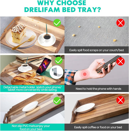 drelifam lap desk with cushion,wooden bed tray table, close-up detail