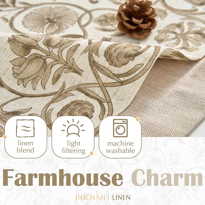 JINCHAN Linen Valance Kitchen Curtain - Image 4