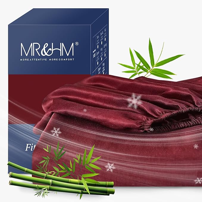 MR&HM King Fitted Sheet Only, Ultra-Soft Rayon Derived from Bamboo & Polyester by MRHM