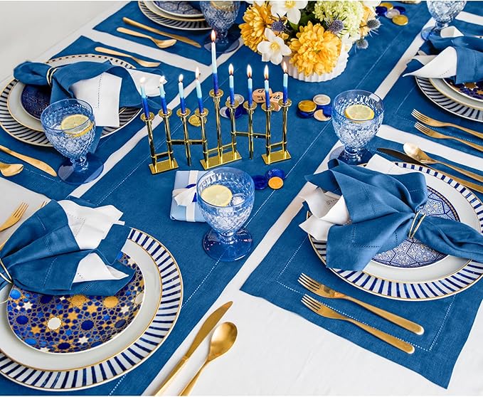 Solino Home Linen Indigo Blue Table Runner 144 Inches Long - Image 3