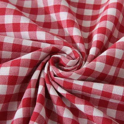 Red/White Plaid Pillow Shams Standard Size Set of 2, Shabby Checkered Washed - Image 5