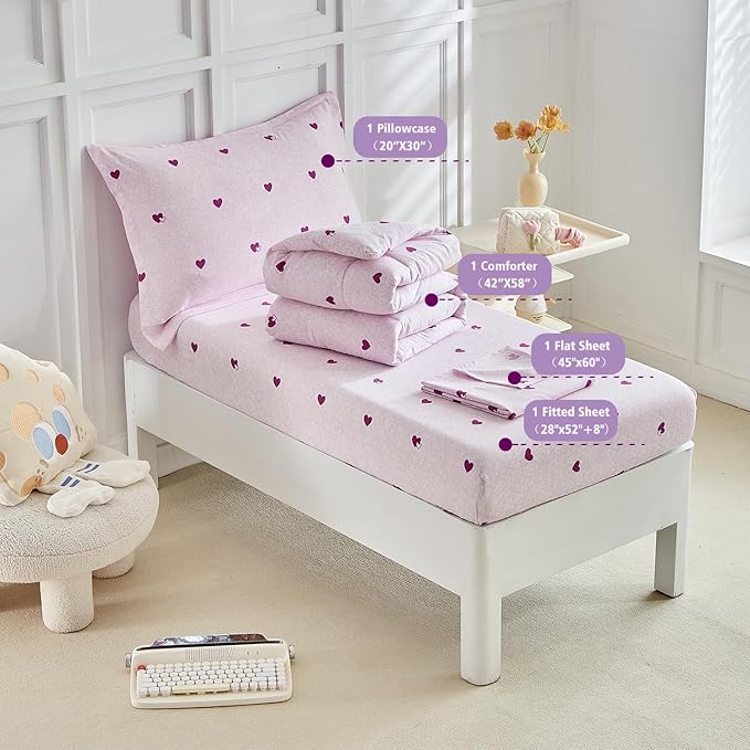 DuShow 4 Pieces Toddler Bedding Set, Super Soft Reversible Toddler Sheet Set - Image 2