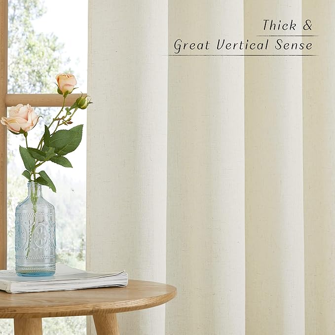 NICETOWN Thick Linen Curtains Extra Long 120 inch Length, Rustic Grommet - Image 5