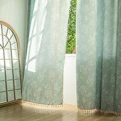 ENJOYBRIDAL Floral Curtains 63 Inch Length Sage Green Farmhouse Drapes Living - Image 5