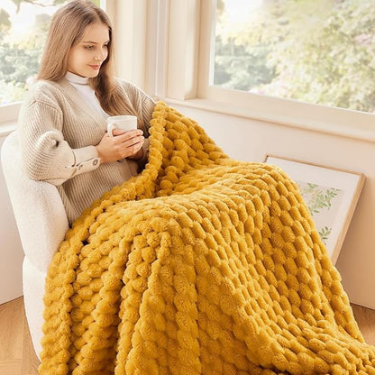 NEWCOSPLAY Super Soft Queen Blanket Mustard Yellow Premium Silky Flannel Fleece - Image 8