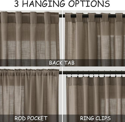 Dark Taupe Linen Curtains 120 Inch Extra Long - Image 3