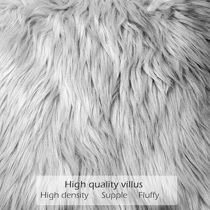 LIGICKY Set of 2 Decorative Grey Lumbar Fluffy Throw Pillow Cover Faux Fur - Image 4
