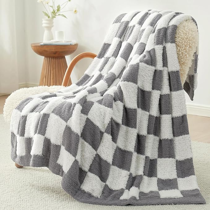 Snuggle Sac Faux Fur Checkered Blanket Twin Size - Image 6